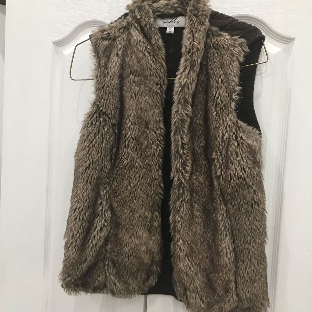 Gray elegant fur vest